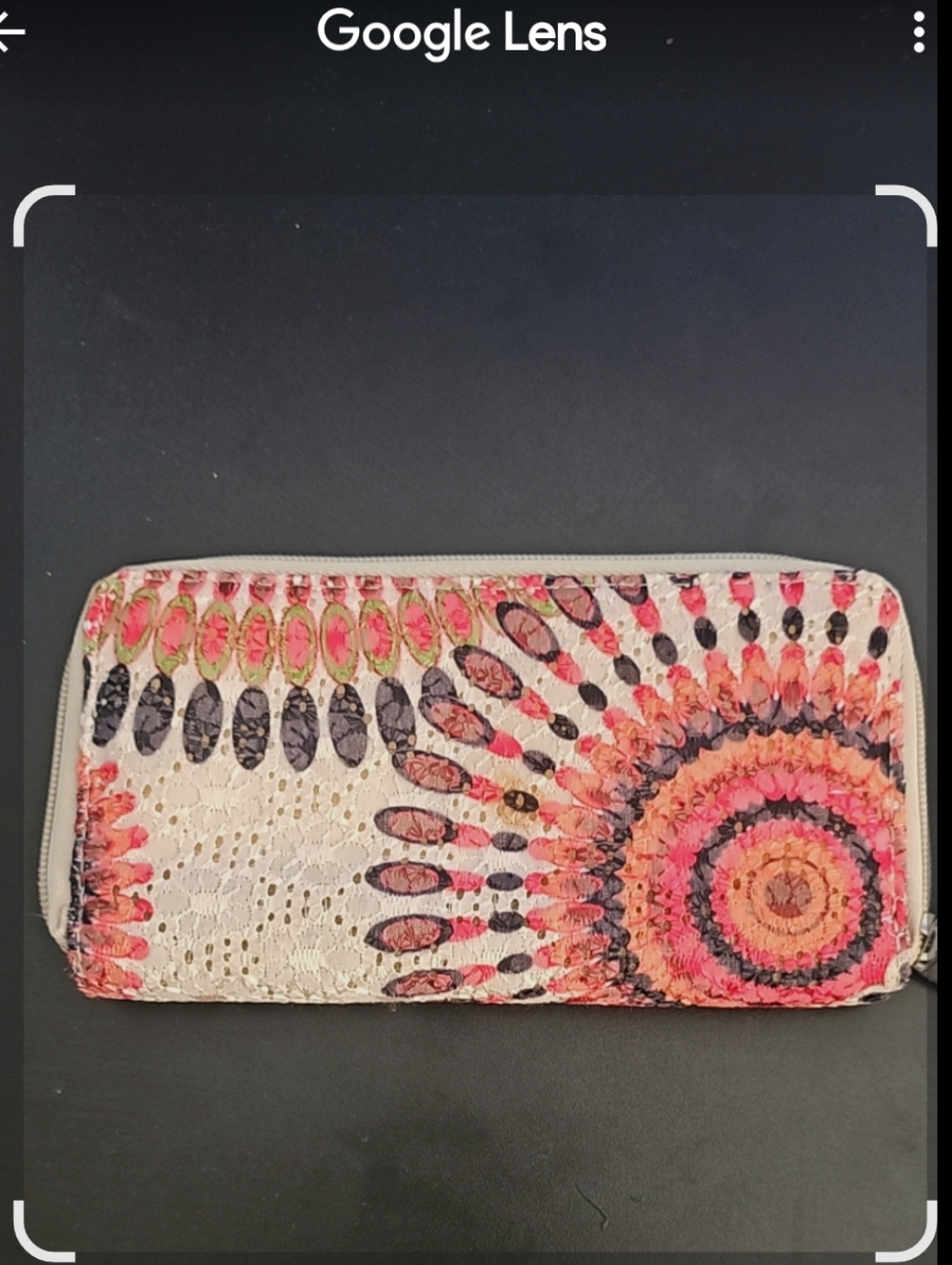 Stylish Multicolor Lace Double Zip Wallet - Pink & Cream